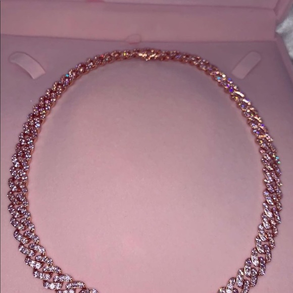 16 inch pink and rosegold mini cuban chain - Picture 2 of 3